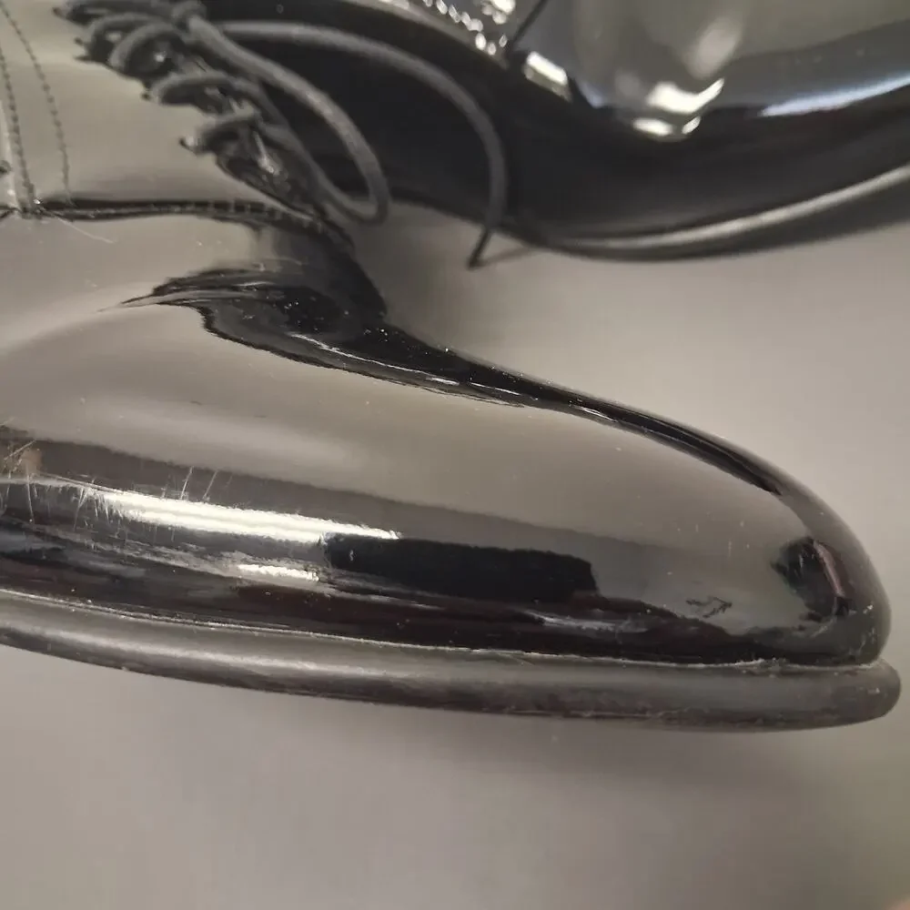 FREDERICO LEONE BLACK PATENT LEATHER MENS TUXEDO DRESS SHOES SIZE 10.5
